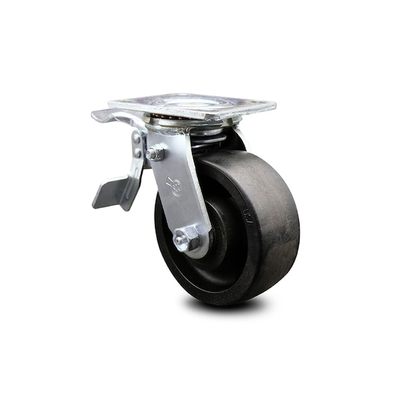 5 Inch Glass Filled Nylon Swivel Caster with Ball Bearing and Total Lock Brake
